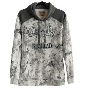RedHead Viper Snow Camo Hoodie Deer Skull Graphic Men’s L Fleece